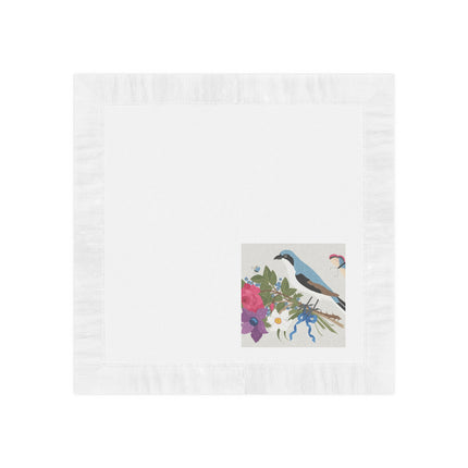 Bluebird & Butterfly White Coined Napkins – Spring Harmony & Delicate Beauty