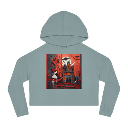 Halloween Night Scene Women’s Cropped Hooded Sweatshirt