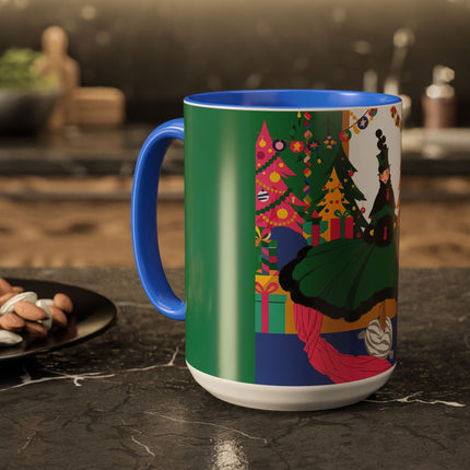 🎄🎁 The Emerald Christmas Belle Colorful Mug – Colorful Holiday Fashion Fantasy