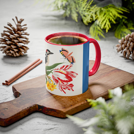 Woodpecker & Tulip Colorful Mugs – Vibrant Spring & Bold Beauty