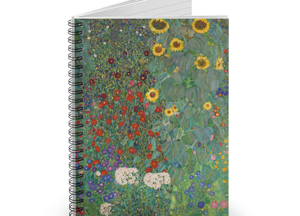 Farm Garden with Sunflowers by Gustav Klimt Spiral Notebook - Ruled Line