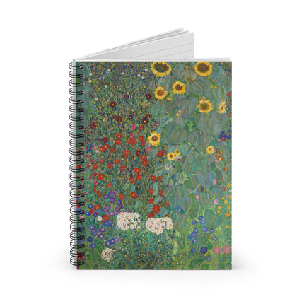 Farm Garden with Sunflowers by Gustav Klimt Spiral Notebook - Ruled Line