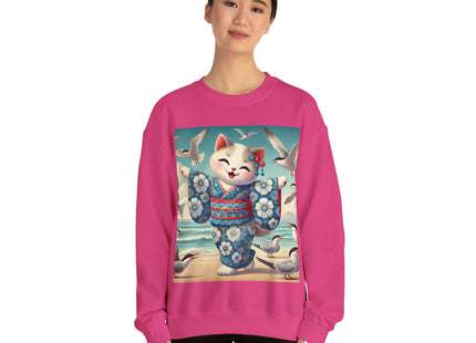 Geisha Kitten by the Seaside Heavy Blend™ Crewneck Sweatshirt