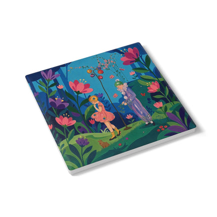 🌸🎈 The Garden Of Curious Companions Ceramic Coaster – Art Deco Floral Whimsy