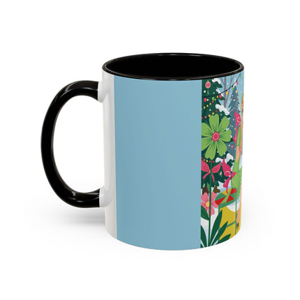 ☕🎄 Christmas Tea In The Snow Garden Colorful Mug – Art Deco Holiday Friendship