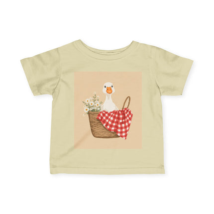 🦆🌼 The Little Daisy Basket Duckling Infant Fine Jersey Tee – Whimsical Woodland Charm