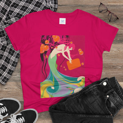 Mermaid Dive Women's Midweight Cotton Tee – Joyful Underwater Fantasy