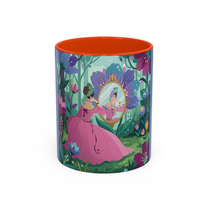 The Lady Of The Enchanted Mirror Colorful Mugs – Art Deco Botanical Elegance