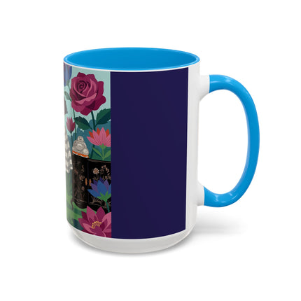 The Lady Of The Lotus Garden Colorful Mugs – Art Deco Botanical Elegance