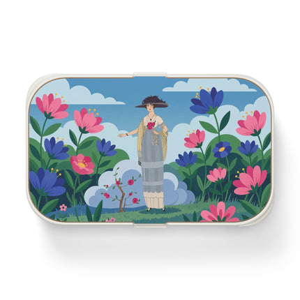 🌸🎩 The Lady Of The Grand Flower Garden Bento Lunch Box – Art Deco Fashion Illustration