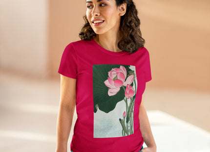 Blooming Lotus Flowers by Ohara Koson Women's Midweight Cotton Tee