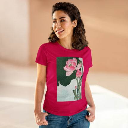 Blooming Lotus Flowers by Ohara Koson Women's Midweight Cotton Tee