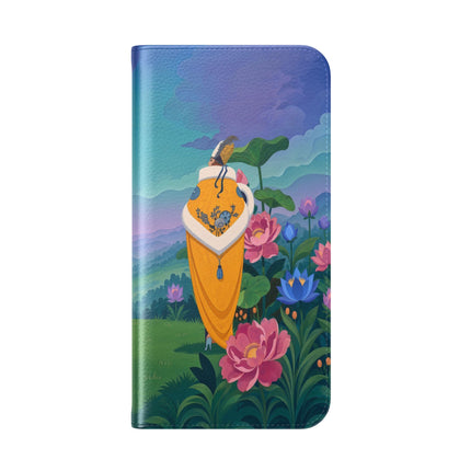 🌸🏔️ The Lady Of The Lotus Valley Flip Case – Art Deco Botanical Reverie