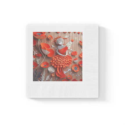 Poppy Fairy White Coined Napkins