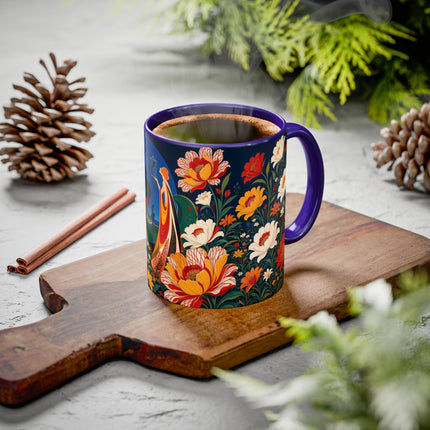 🌺🐦 The Enchanted Birdcage Garden Colorful Mug – Art Deco Floral Fantasy