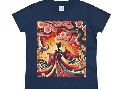 Fairy and Stork Beneath the Cherry Blossoms Cotton Tee