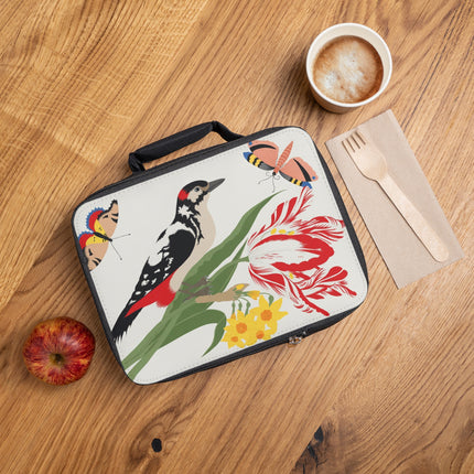 Woodpecker & Tulip Lunch Bag – Vibrant Spring & Bold Beauty
