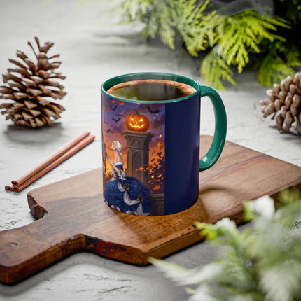 🎃💙 The Pumpkin Lantern Courtship Colorful Mug – Romantic Halloween Elegance