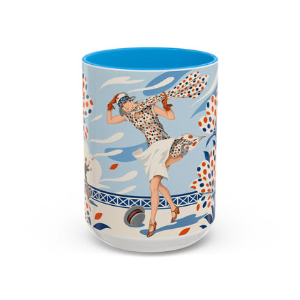 🌼🧡 The Polka Dot Wind Dancer Colorful Mug – Art Deco Fashion Whimsy