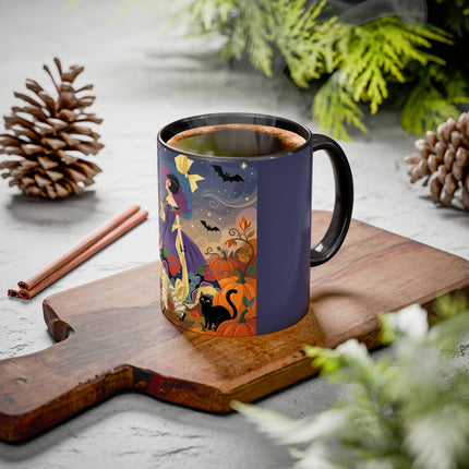 🌙🎃 The Moonlit Garden Walk Colorful Mug – Elegant Halloween Charm