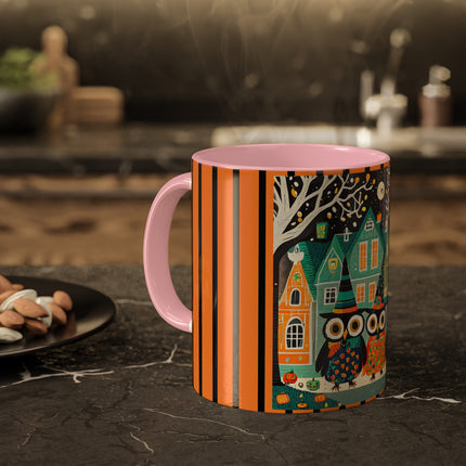 Night of the Trick-or-Treating Owlets Colorful Mugs, 11oz