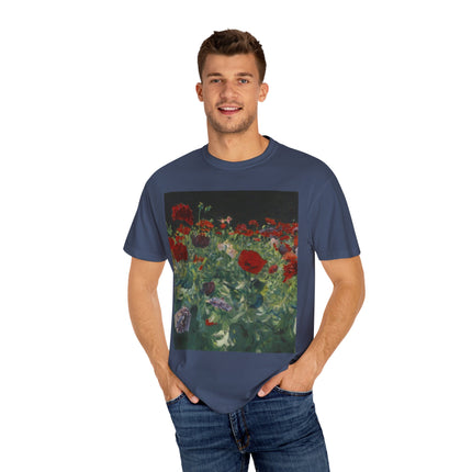 Poppies (A Study of Poppies for Carnation, Lily, Lily, Rose) by John Singer Sargent Unisex Garment-Dyed T-shirt