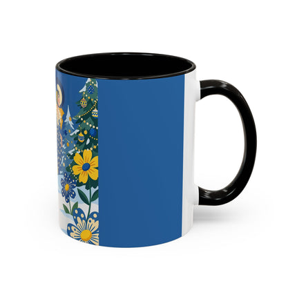 💙🌼 The Bluebell Christmas Promenade Colorful Mug – Art Deco Holiday Fantasy