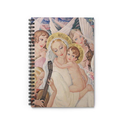 Madonna with Child Surrounded by Musical Angels by Gerda Wegener Spiral Notebook - Ruled Line