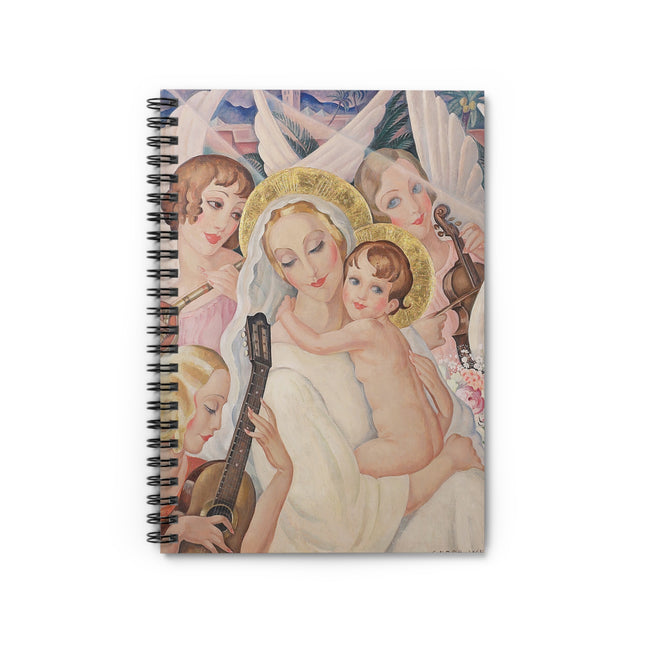 Madonna with Child Surrounded by Musical Angels by Gerda Wegener Spiral Notebook - Ruled Line