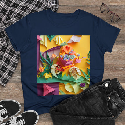 Origami Bicycle Women's Midweight Cotton Tee