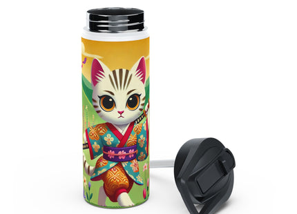 Samurai Kitten Stainless Steel Water Bottle, Standard Lid