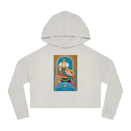 April & Diamond (from the Gem Series) by Sofia Chiostri Women’s Cropped Hooded Sweatshirt
