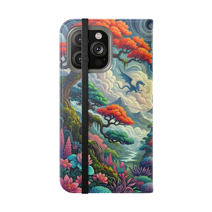 Mystic Guardian of the Sky Flip Case – Warrior Fairy & Turquoise Dragon