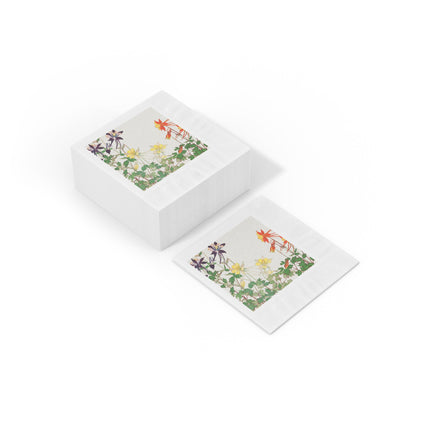 Aquilegia Flower by Tanigami Kônan White Coined Napkins