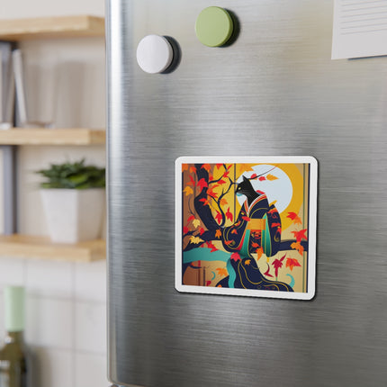 Black Cat in Kimono Die-Cut Magnets (5 Sizes)