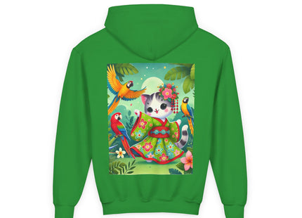 Parrot Dance of the Geisha Kitten Youth Heavy Blend Hooded Sweatshirt
