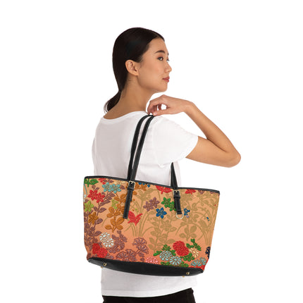 Japanese Fan Flower Pattern by G.A. Audsley PU Leather Shoulder Bag