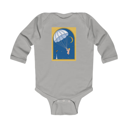 Flight of Wonder Baby Long Sleeve Bodysuit – Vintage Parachute Arrival & Whimsical Sky Journey