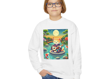 Melodic Kitten by the Koi Pond Youth Crewneck Sweatshirt