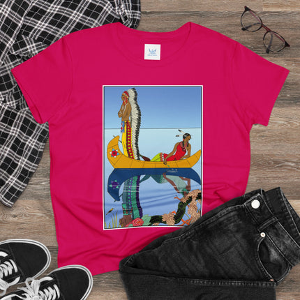 Le long du Missouri (Indian couple in a canoe on the Missouri River) by George Barbier Women's Midweight Cotton Tee