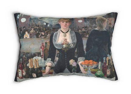 A Bar at the Folies-Bergère by Edouard Manet Spun Polyester Lumbar Pillow