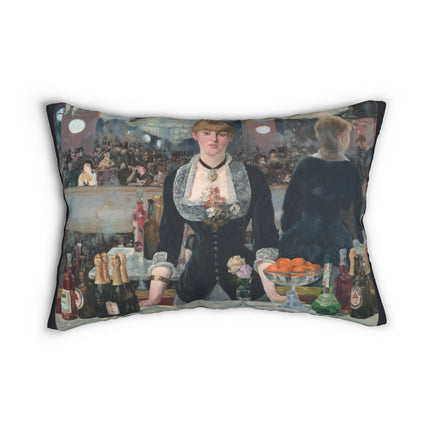 A Bar at the Folies-Bergère by Edouard Manet Spun Polyester Lumbar Pillow
