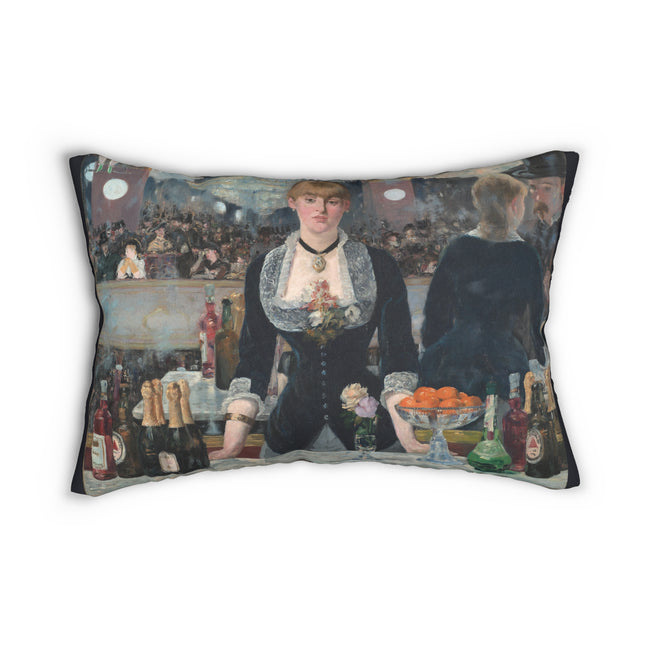A Bar at the Folies-Bergère by Edouard Manet Spun Polyester Lumbar Pillow