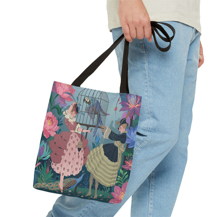 🦜🌸 The Ladies Of The Enchanted Aviary Tote Bag – Art Deco Floral Fantasy