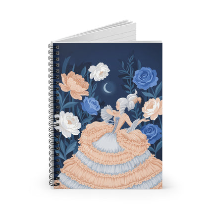 🌙🌸 The Lady Of The Moonlit Flower Garden Spiral Notebook – Art Deco Floral Fantasy
