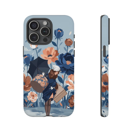 ☂️🌺 The Lady Of The Traveling Garden Phone Case – Art Deco Floral Adventure