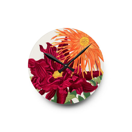 Dahlia Flower by Tanigami Kônan Acrylic Wall Clock, Round and Square