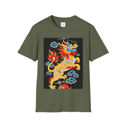 🐅🔥 The Golden Fire Tiger Softstyle T-Shirt – Celestial Flames & Eastern Fantasy