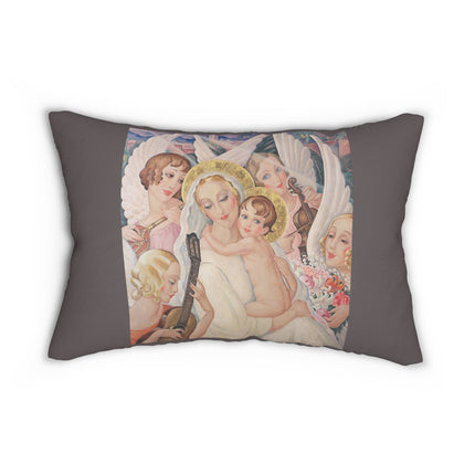 Madonna with Child Surrounded by Musical Angels by Gerda Wegener Spun Polyester Lumbar Pillow