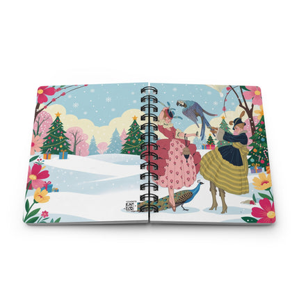 🦜🦚 The Winter Aviary Gathering Spiral Notebook – Whimsical Holiday Fantasy